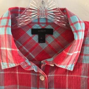 JCrew plaid linen popover
